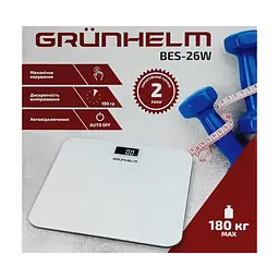 Ваги електронні Grunhelm BES-26W з батареєю білі (136087) - мініатюра 3