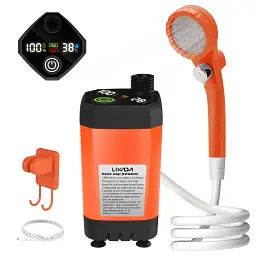 Портативний кемпінговий душ з акумулятором на 6000 mAh Помаранчевий (00282)