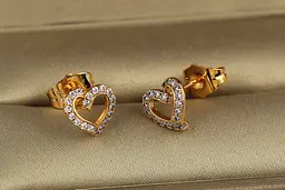 Сережки гвоздики Xuping Jewelry серце зап'ята 9 мм золотисті - мініатюра 2