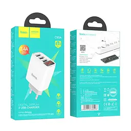 Зарядний пристрій Hoco Easy charge digital display charger C93A 3USB сам блок - мініатюра 5