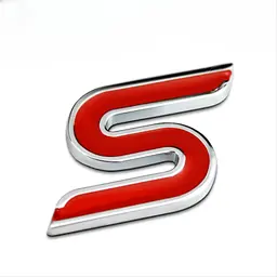 Емблема напис S для Ford червона 50х35 мм метал (на скотчі)