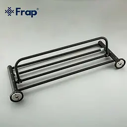 Полиця з рушникотримачем чорний/нержавіюча сталь Frap F30224 1/10, Чорний матовий - мініатюра 4