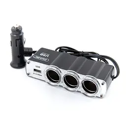Розгалужувач прикурювача Carlife CS301 3-в-1 + USB 60 W 12 В 5 A - мініатюра 2