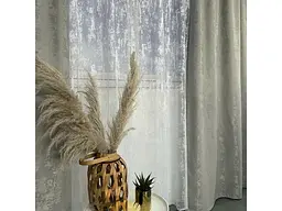 Мармурові жакардові штори світло-сірого кольору 2шт. 150х270 з білим тюлем жакардовим 400х270, на та ALBO pbe0052580 - мініатюра 7