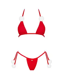 Новорічний комплект білизни з помпонами Obsessive Bobble Girl, червоний - мініатюра 3