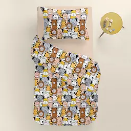 Дитяча постільна білизна в ліжечко SAFARI ANIMALS CS5, коричневий (AnimalsCinemaBrownGrey_12Magnolia_140) - мініатюра 2