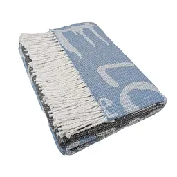 Плед бавовняний Love сіро-блакитний Love You 140x200 см 4707