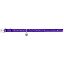 Нашийник для собак Waudog Glamour, шкіряний, зі стразами, з QR паспортом, L, 30-39х2 см, фіолетовий - мініатюра 2