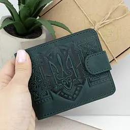 Гаманець чоловічий шкіряний зелений Handycover HC0041 з гербом України - мініатюра 8
