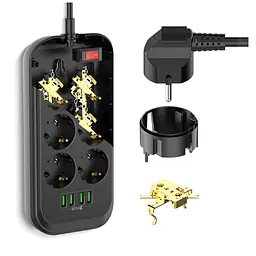 Мережевий фільтр живлення ColorWay CW-CHE64B, 6 розеток/4USB Black (CW-CHE64B) - мініатюра 10