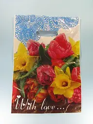 Пакет із прорізною ручкою розмір 25*35 "Букет з любов'ю" Леомі (50 шт) - мініатюра 2