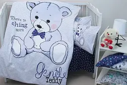 Комплект постільної білизни в ліжечко Tag Tekstil Teddy blue для немовлят Ведмедик (блакитний)