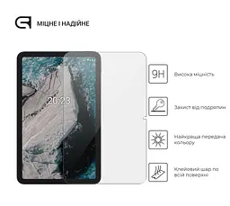 Захисне скло для планшета Nokia T20, Glass.CR, загартоване скло 9H, 2.5D, повне проклеювання, з олеофобним покриттям, проста установка та сумісність з чохлами всіх типів (Case friendly), ArmorStandart (ARM61361) - мініатюра 2