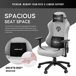 Ігрове крісло Anda Seat Phantom 3 XL Fabric Gray (AD18XL-52-G-F-G01) - мініатюра 12