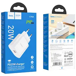 МЗП Hoco C94A Metro PD20W (1USB-C) White - мініатюра 7