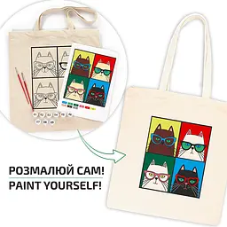 Набір екосумка-розмальовка „Коти в окулярах“ бавовна 220 г/м2 38х42см ROSA Talent [CD] - мініатюра 5