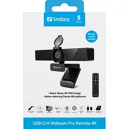 Веб-камера Sandberg 4K Webcam USB-A/USB-C connection, ENC, Remote control - мініатюра 8