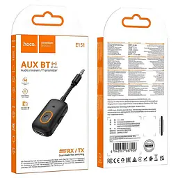 Bluetooth аудіо ресивер/трансмітер Hoco E151 Graceful (AUX 3.5mm) Black - мініатюра 5