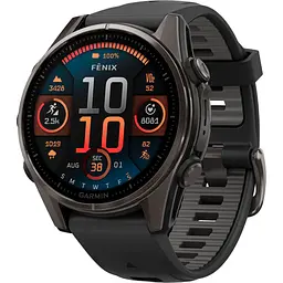Смарт-годинник Garmin Fenix 8 AMOLED Sapphire 43mm Carbon Gray DLC Titanium with Black/Pebble Gray Silicone Band (010-02903-21) [115064]