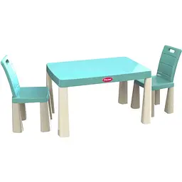 Дитячий пластиковий стіл і 2 стільці Doloni Toys 04680/7 бірюзовий