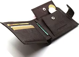 Шкіряне чоловіче портмоне на кнопці ST Leather ST104 коричневе 9,5 см - мініатюра 7