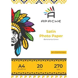 Фотопапір Apache А4 270 г/м2 RC Сатин Білий 20 шт (10439)