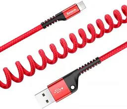 Кабель Baseus Fish Eye Spring Cable USB to Lightning 2A 1m CALSR-09 Red - мініатюра 2