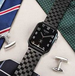 Браслет для Apple Watch series 3/4/5/6 із шириною корпусу 42/44мм Quadro сталевий Чорний BeWatch (1024401) - мініатюра 4