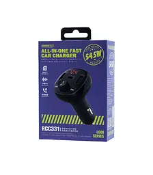 АЗП з FM-модулятором REMAX Lodi Series All-in-One 54.5W PD+QC 2A+1C Fast Car Charge RCC331 Black - мініатюра 2