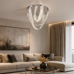 Стельова кришталева LED-люстра Artlight 578/600CH з каскадними стрічками, хром, 56 Вт, від 13-20 м²