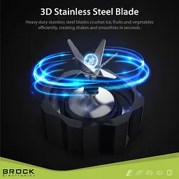 Блендер BROCK BL 1502 SS стаціонарний 500Вт/скляна чаша 1,5л/PULSE/2 швидк./дроблення льоду/метал (BL 1502 SS) - мініатюра 7