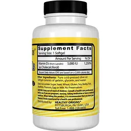 Вітамін D3 Healthy Origins Vitamin D3 5000 IU 120 капсул - мініатюра 2