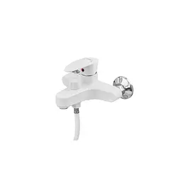Змішувач для ванни Plamix CEZAR-009 EURO SET White, зі шлангом, лійкою та кронштейном (PM0692)