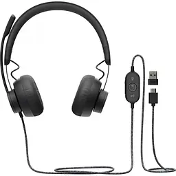 Дротова стерео гарнітура Logitech Zone Wired USB + Type-C (981-000870) чорна - мініатюра 3