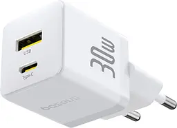 Мережевий зарядний пристрій Baseus Palm C+U 30W EU with USB-C to USB-C cable white (P1011160A213-01) - мініатюра 3