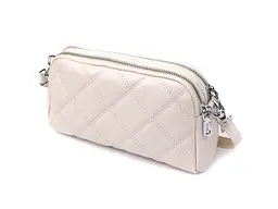Модна жіноча сумка прошита ромбами з натуральної шкіри Vintage 23×14×7 см sum0027592 - мініатюра 2