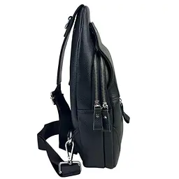 Шкіряний чорний слінг через плече Tiding Bag A25F-6809-1A чорний - мініатюра 4