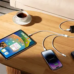 USB Baseus StarSpeed 1-for-3 Fast Charging Data Cable USB для M+L+C 3.5A 1.2m білий CAXS000002 - мініатюра 6