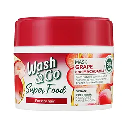 Маска для волосся Wash&Go Super Food З виноградом і макадамією Для сухого волосся 300 мл (8008970053073) - мініатюра 1