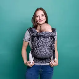 Ерго рюкзак регульований від народження 0 - 18 місяців "Adapt" Coolbabka Сірий Feathers