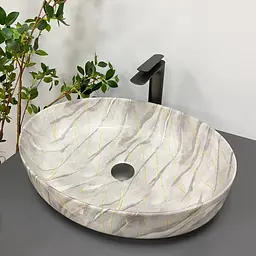 Умивальник VBI Udine stone glossy накладний VBI-012102, Сірий - мініатюра 3