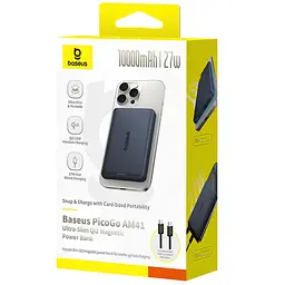 Портативное ЗУ Power Bank Baseus PicoGo AM41 Ultra-Slim 27W с БЗУ 10000 mAh (E0027200) Black - миниатюра 3