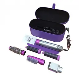 Стайлер для волосся 5 в 1 + кейс чохол HAIR BRUSH Фіолетовий - мініатюра 2
