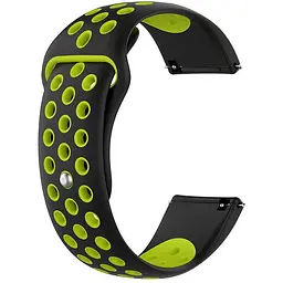 Ремінець силіконовий Boorui для годинника 20 мм Nike design чорний з зеленим (з кнопкою)