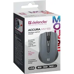 Комп'ютерна мишка Defender Accura MM-935 бездротова 4кн. до 1600dpi сіра (52936)