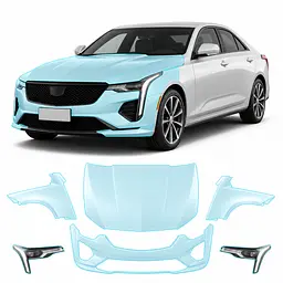 Антигравійна захисна бронеплівка за лекалами для Cadillac CT4 I 2020-2025 - передня частина авто (капот бампер крила))