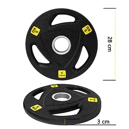 Диск олімпійський Cornix 1 x 5 кг 51 мм металевий, прогумований Black XR-0425 - мініатюра 5