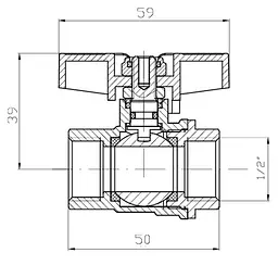 Кран кульовий ГГМ Koer Extreme KE.217-15 - 1/2" FF ручка "метелик" червона KR5756 - мініатюра 4