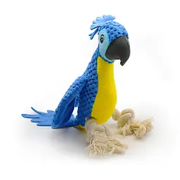 М'яка іграшка для собак Fuzzy - Bird Dog Squeaky Toy з мотузками і пищалкою, синя