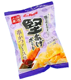 Японські чіпси Calbee Kata-age Potato Chips Kushikatsu Sauce 15г - мініатюра 2